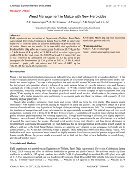 Weed Management in Maize with New Herbicides A.P