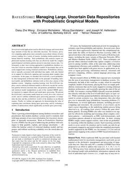 BAYESSTORE: Managing Large, Uncertain Data Repositories with Probabilistic Graphical Models