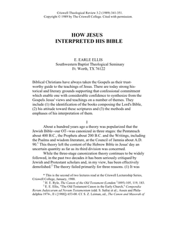 How Jesus Interpreted His Bible