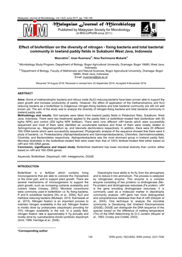 Malaysian Journal of Microbiology, Vol 13(2) June 2017, Pp