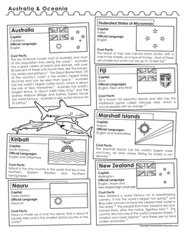 Australia Kiribati Nauru Fiji Marshall Islands New Zealand