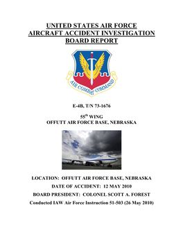 United States Air Force Aircraft Accident Investigation Board Report