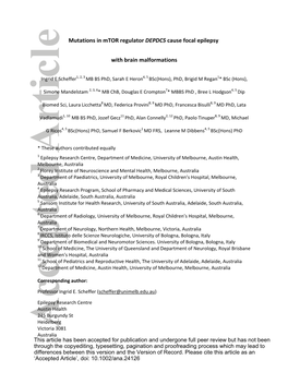 Mutations in Mtor Regulator DEPDC5 Cause Focal Epilepsy with Brain