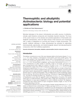 Thermophilic and Alkaliphilic Actinobacteria: Biology and Potential Applications