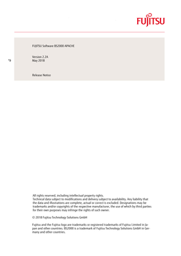FUJITSU Software BS2000 APACHE Version 2.2A May 2018 Release Notice All Rights Reserved, Including Intellectual Property Rights