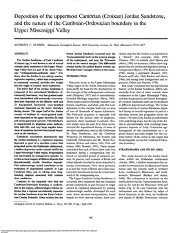 Deposition of the Uppermost Cambrian (Croixan) Jordan Sandstone, and the Nature of the Cambrian-Ordovician Boundary in the Upper Mississippi Valley