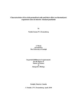 Characteristics of Ice-Rich Permafrost Soils and Their Effect on Thermokarst Expansion Rates in Interior Alaskan Peatlands