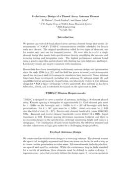 Evolutionary Design of a Phased Array Antenna Element Al Globus1, Derek Linden2, and Jason Lohn3 1 U.C