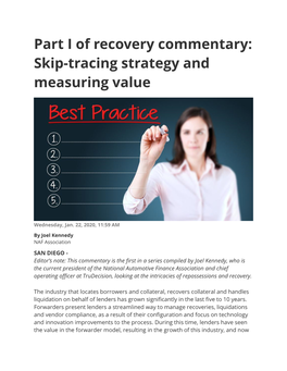 Skip-Tracing Strategy and Measuring Value