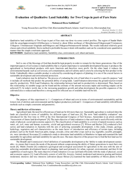 Evaluation of Qualitative Land Suitability for Two Crops in Part of Fars State