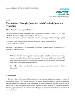 Fluctuations, Entropic Quantifiers and Classical-Quantum Transition