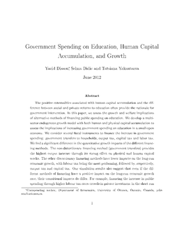 Government Spending on Education, Human Capital Accumulation, and Growth