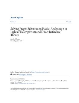 Solving Frege's Substitution Puzzle: Analyzing It in Light of Descriptivism and Direct Reference Theory