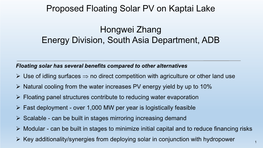 Proposed Floating Solar PV on Kaptai Lake Hongwei Zhang Energy