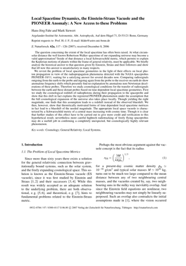 Local Spacetime Dynamics, the Einstein-Straus Vacuole and the PIONEER Anomaly: a New Access to These Problems