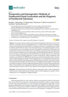 Preoperative and Intraoperative Methods of Parathyroid Gland Localization and the Diagnosis of Parathyroid Adenomas