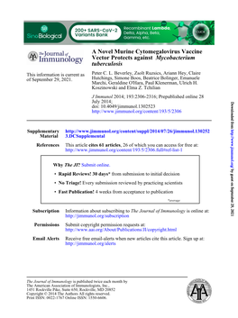 Tuberculosis Mycobacterium Vector Protects Against a Novel Murine