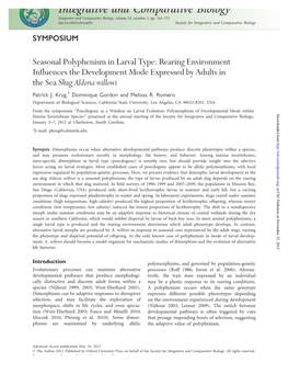 Integrative and Comparative Biology Integrative and Comparative Biology, Volume 52, Number 1, Pp