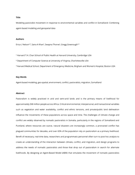 Title Modeling Pastoralist Movement In