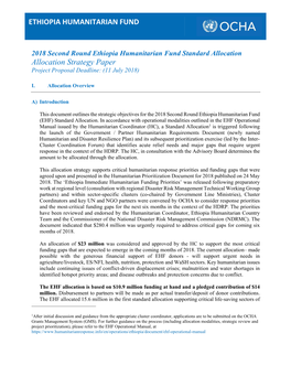 ETHIOPIA HUMANITARIAN FUND Allocation Strategy Paper