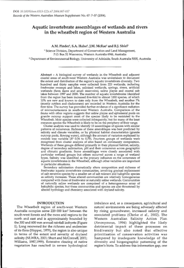 Aquatic Invertebrate Assemblages of Wetlands and Rivers in the Wheatbelt Region of Western Australia