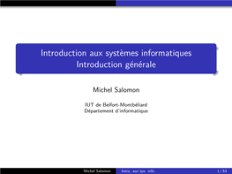 Introduction Aux Systèmes Informatiques Introduction Générale