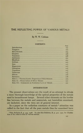 The Reflecting Power of Various Metals