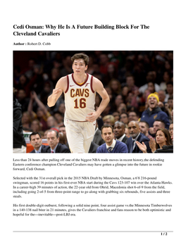 Cedi Osman: Why He Is a Future Building Block for the Cleveland Cavaliers