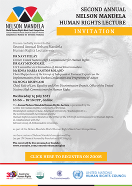 Second Annual Nelson Mandela Human Rights Lecture Invitation