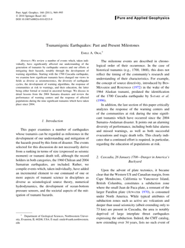 Tsunamigenic Earthquakes: Past and Present Milestones