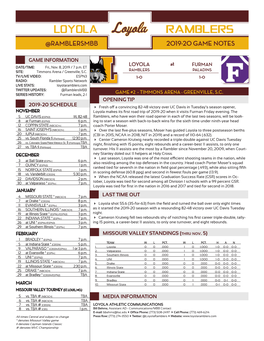 Loyola Ramblers @Ramblersmbb 2019-20 Game Notes