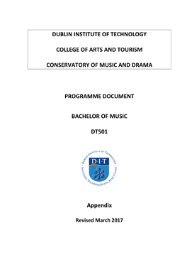 BACHELOR of MUSIC DT501 Appendix