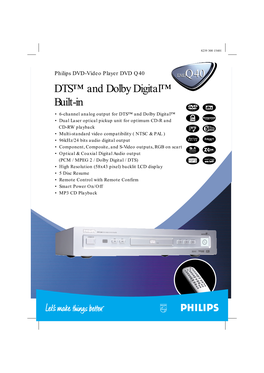 DTS™ and Dolby Digital™ Built-In