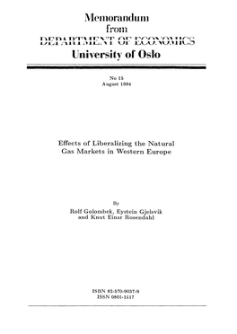 Effects of Liberalizing the Natural Gas Markets in Western Europe