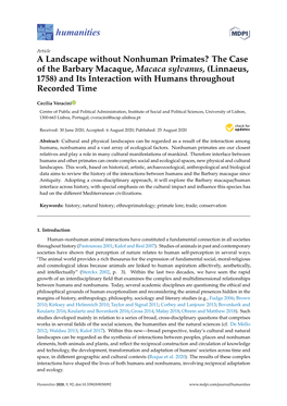 The Case of the Barbary Macaque, Macaca Sylvanus, (Linnaeus, 1758) and Its Interaction with Humans Throughout Recorded Time