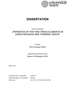 Parasites of Fish and Trace Elements in Lakes Naivasha and Turkana, Kenya“