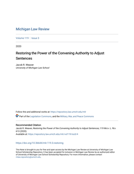 Restoring the Power of the Convening Authority to Adjust Sentences