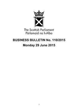 BUSINESS BULLETIN No. 110/2015 Monday 29 June 2015