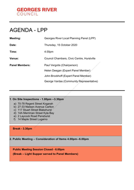 Agenda of Georges River Local Planning Panel (LPP)