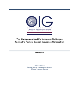 Top Management and Performance Challenges Facing the Federal Deposit Insurance Corporation