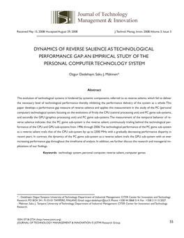 Dynamics of Reverse Salience As Technological Performance Gap: an Empirical Study of the Personal Computer Technology System