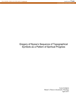 Gregory of Nyssa's Sequence of Topographical Symbols As