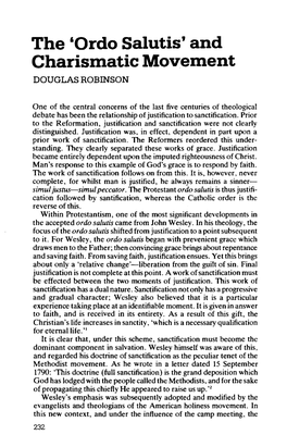 The 'Ordo Salutis' and Charismatic Movement DOUGLAS ROBINSON