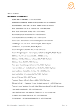 Version: 17.04.2020 • Agnes Daum, Schwendberg 331, A-6283 Hippach • Alpartements Sporer Andy, Johann-Sponring-Straße 92, A