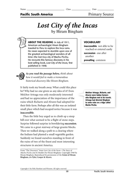 Lost City of the Incas by Hiram Bingham