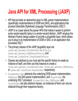 Java API for XML Processing (JAXP)