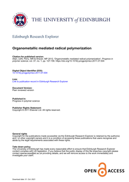 Organometallic Mediated Radical Polymerization