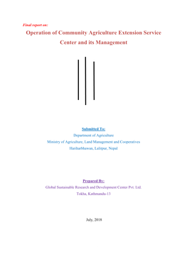 Operation of Community Agriculture Extension Service Center and Its Management