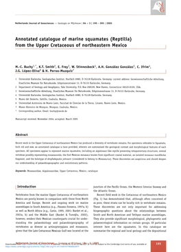 Annotated Catalogue of Marine Squamates (Reptilia) from the Upper Cretaceous of Northeastern Mexico