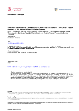 Systematic Prioritization of Candidate Genes in Disease Loci Identifies TRAFD1 As a Master Regulator of Ifnγ Signaling in Celia